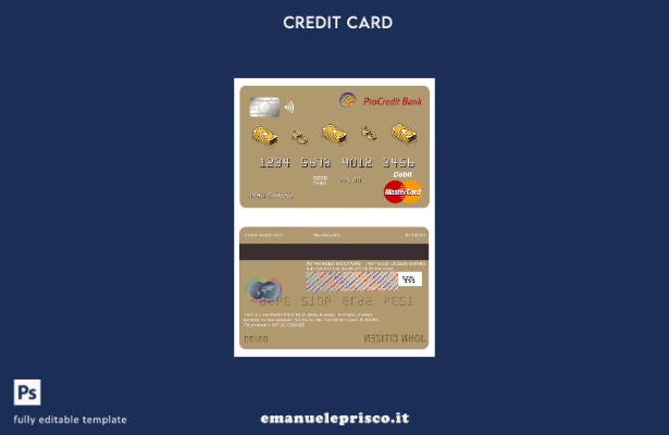 modello di carta master bancaria Procredit in stile verificato Albania